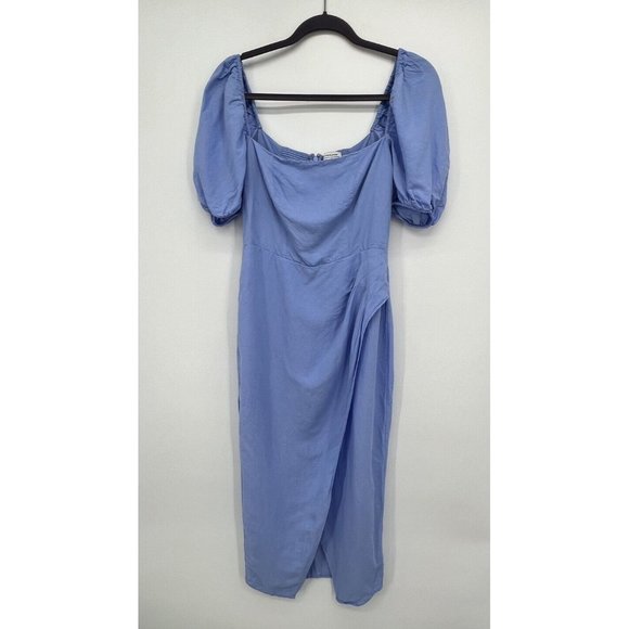 & Other Stories Dresses & Skirts - & Other Stories Fitted Midi Dress Puff Sleeve Linen Blend Smocked Womens Size 6